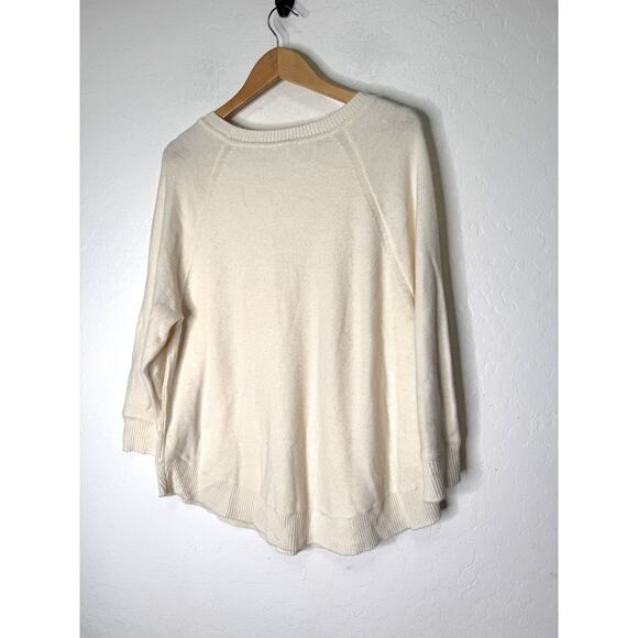 J Crew 3/4 Sleeve Textured Curved-Hem Sweater CREAM Womens Size LG NEW Textured - Picture 3 of 7